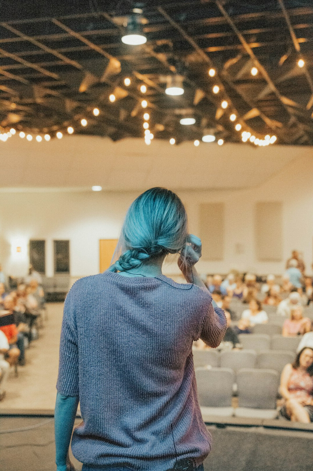 person practicing public speaking